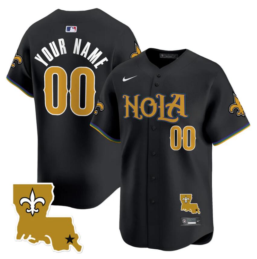 Men's New Orleans Saints ACTIVE PLAYER Custom Black Cool Base Stitched Baseball Jersey